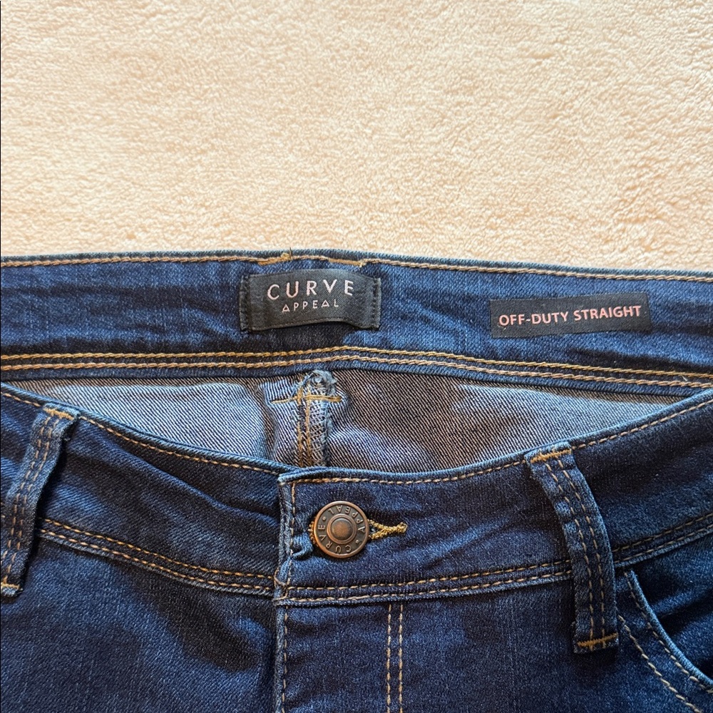 Women's Straight Leg Jeans - Dark Blue - Picture 2 of 11